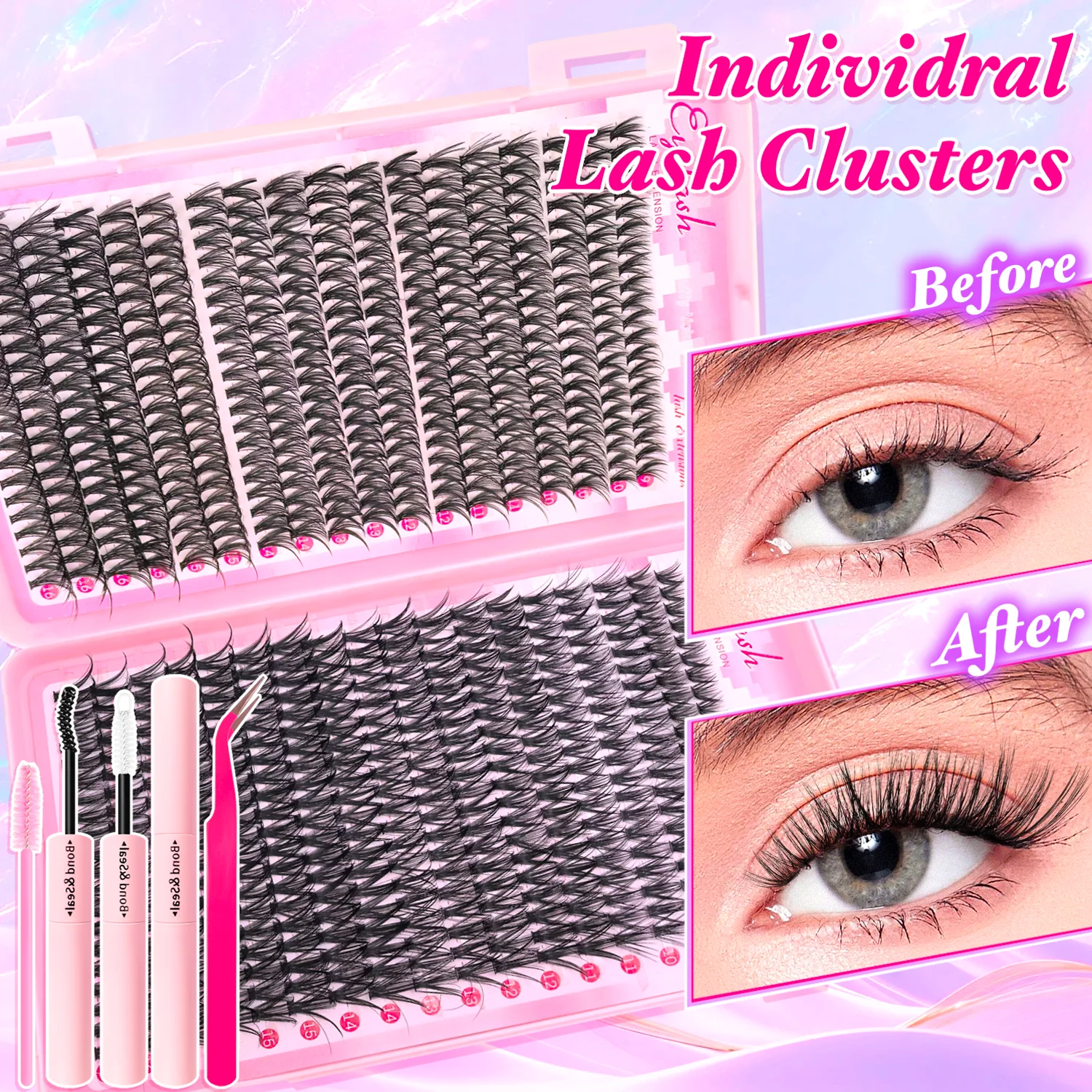 720/200pcs Eyelash Extension Kit with Bond and Seal